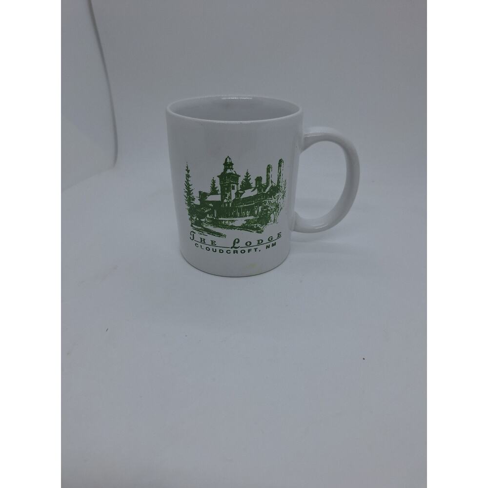 The Lodge Cloudcroft NM Coffee Mug White And Green